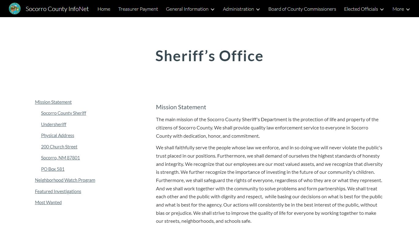 Socorro County InfoNet - Sheriff’s Office